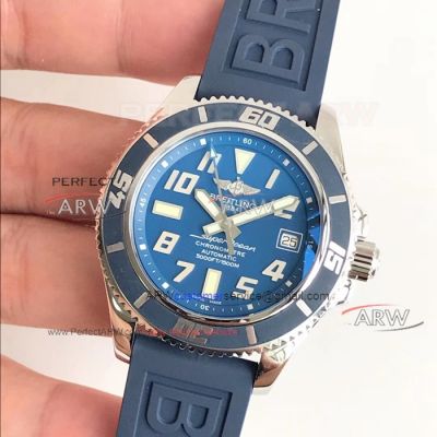 Perfect Replica Best Breitling Superocean Blue Rubber Strap Blue Dial Watch